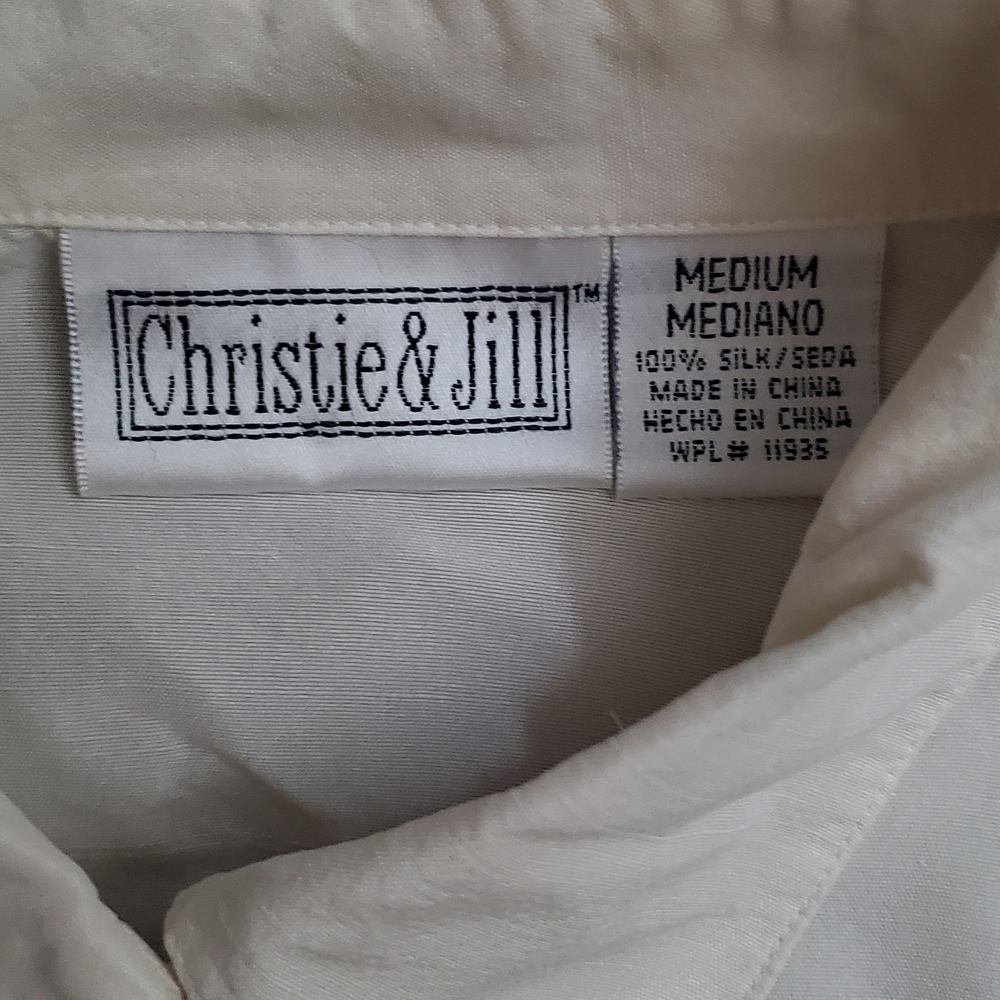Elegant Cream Women's 100% Silk Blouse - Picture 4 of 4